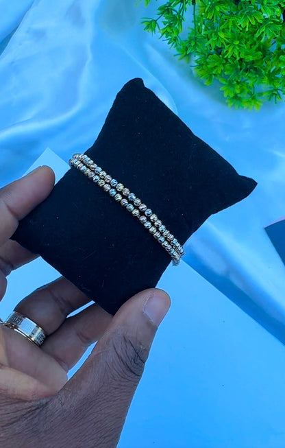 18K Solid Gold Diamond Cut Bracelets | 7.5 Inches