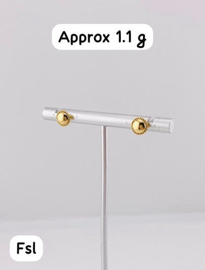 18ct Solid Gold Shiny Ball Stud Earrings 1.1g