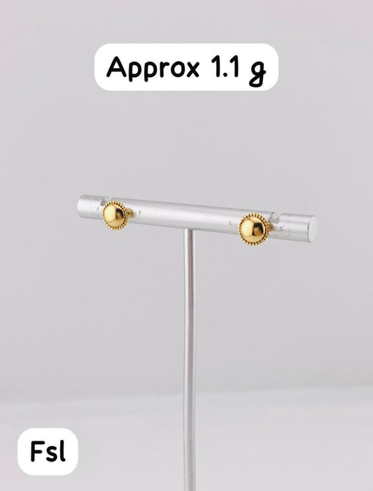 18ct Solid Gold Shiny Ball Stud Earrings 1.1g