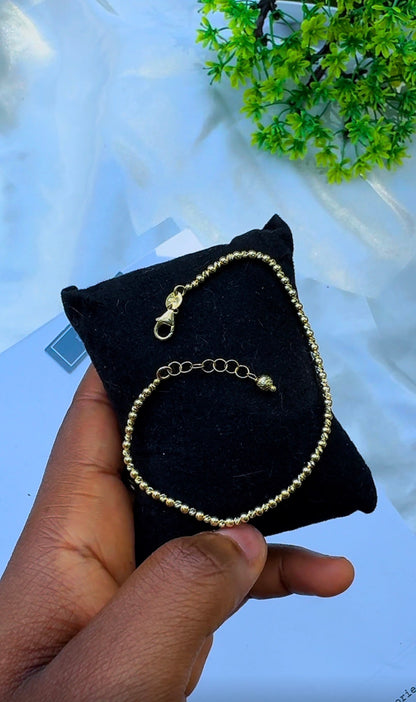 18K Solid Gold Ball Bracelet | 7.5 Inches | 2.9g | Extra
