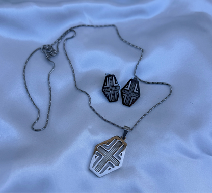 Order the Dissa Super Double Electroplated Stainless Steel Silver Jewellery Set