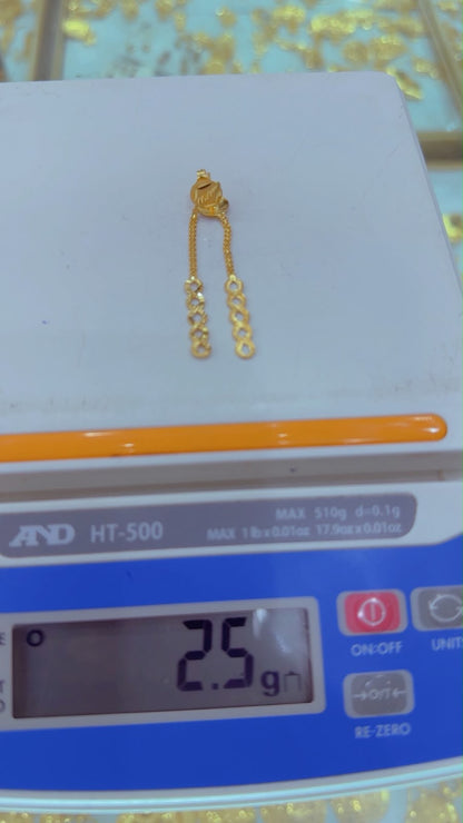 21ct Solid Gold Infinity Drop Stud Earrings | 2.5g