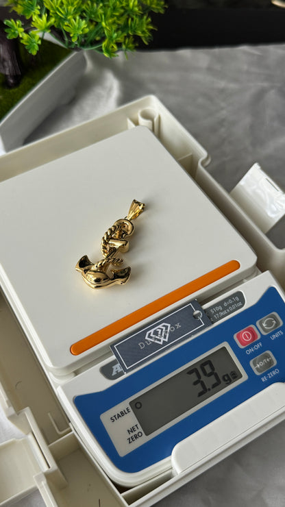 18K Solid Gold Anchor Pendant | Genuine Gold (Extra) Nautical Charm | 3.92g