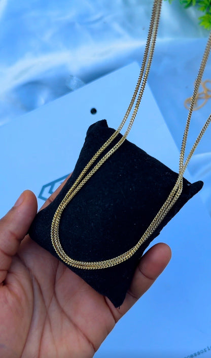 18K Solid Gold Franco Chain Necklace  | 18” - 24”