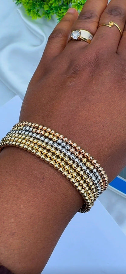Defax 18K Real Gold Ball Bangles