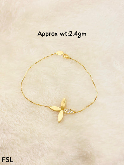 Diigaf 18K Pure Gold Inscribed Bracelets
