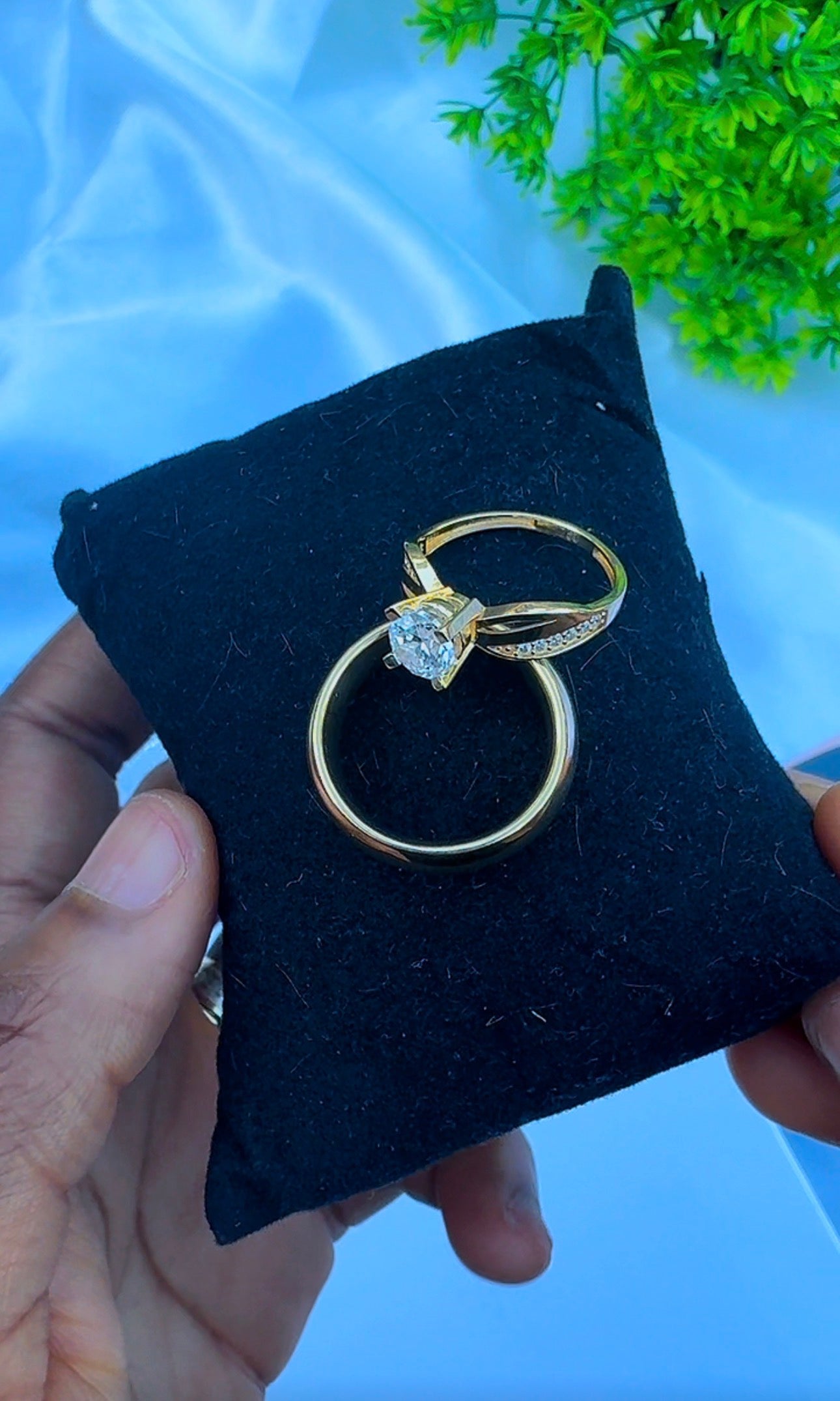 18ct Solid Gold Women Wedding Ring Set Size 7 | 5.3g | Engagement Ring