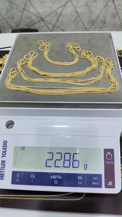 18K Solid Gold Franco Chain Necklace  | 16”-22” | Lightweight | 2.0 - 2.6g