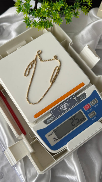 Degak 18Karat Pure Gold Twist Rope Chain