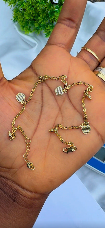 Dorak 18K Real Gold Charm Anklet 10 Inches