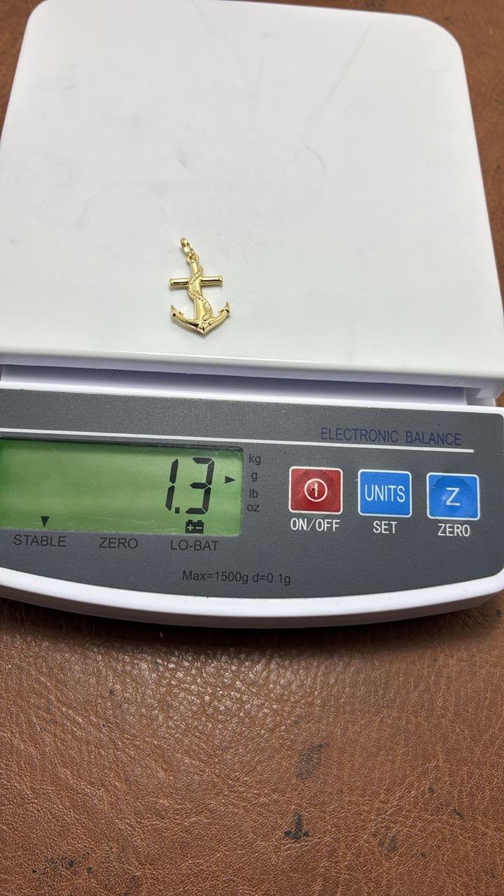 18K Solid Gold Anchor Pendant | 1.1g & 1.4g