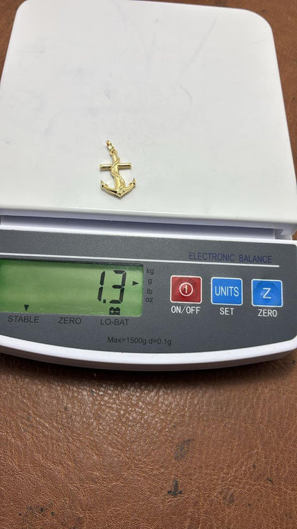 18K Solid Gold Anchor Pendant | 1.1g & 1.4g