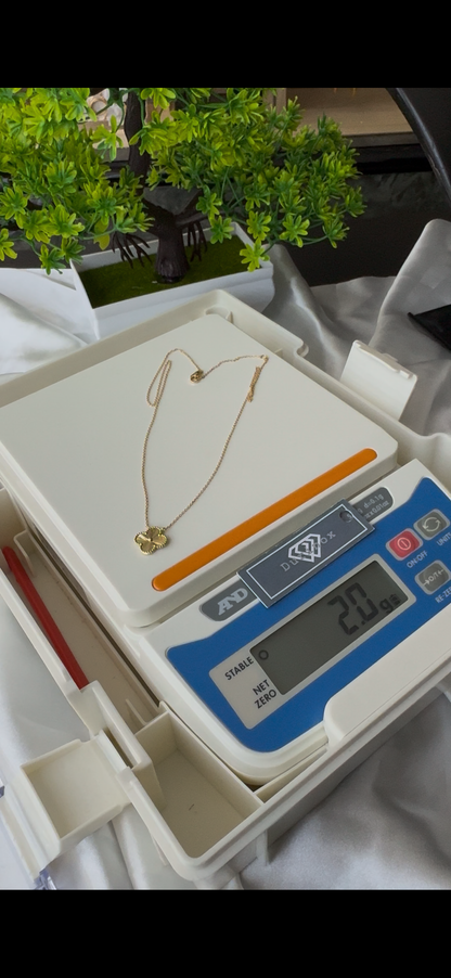 Degacc 18 Karat Solid Italian Gold Instant Chain Clover Necklace
