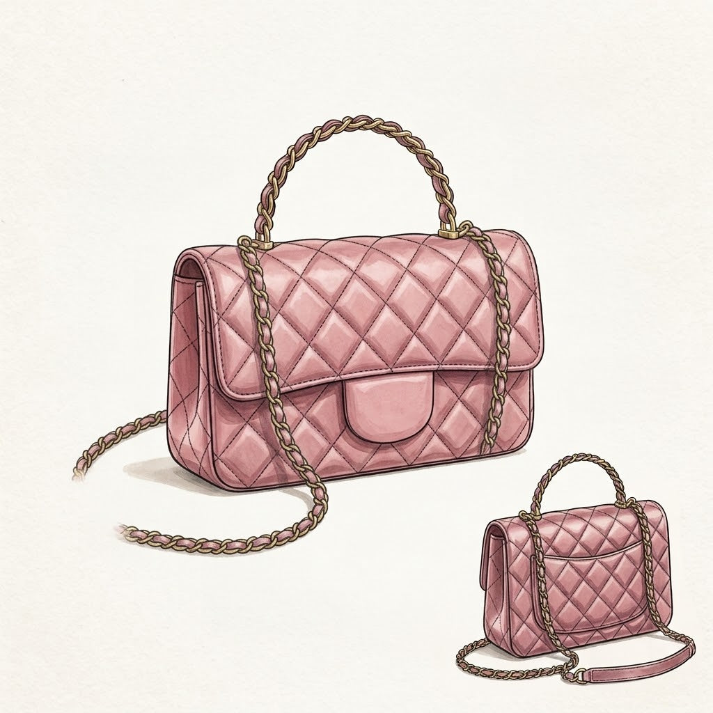 Luxury Pink Quilted Leather Crossbody Bag with Chain Handle & Back Pocket - LASi002