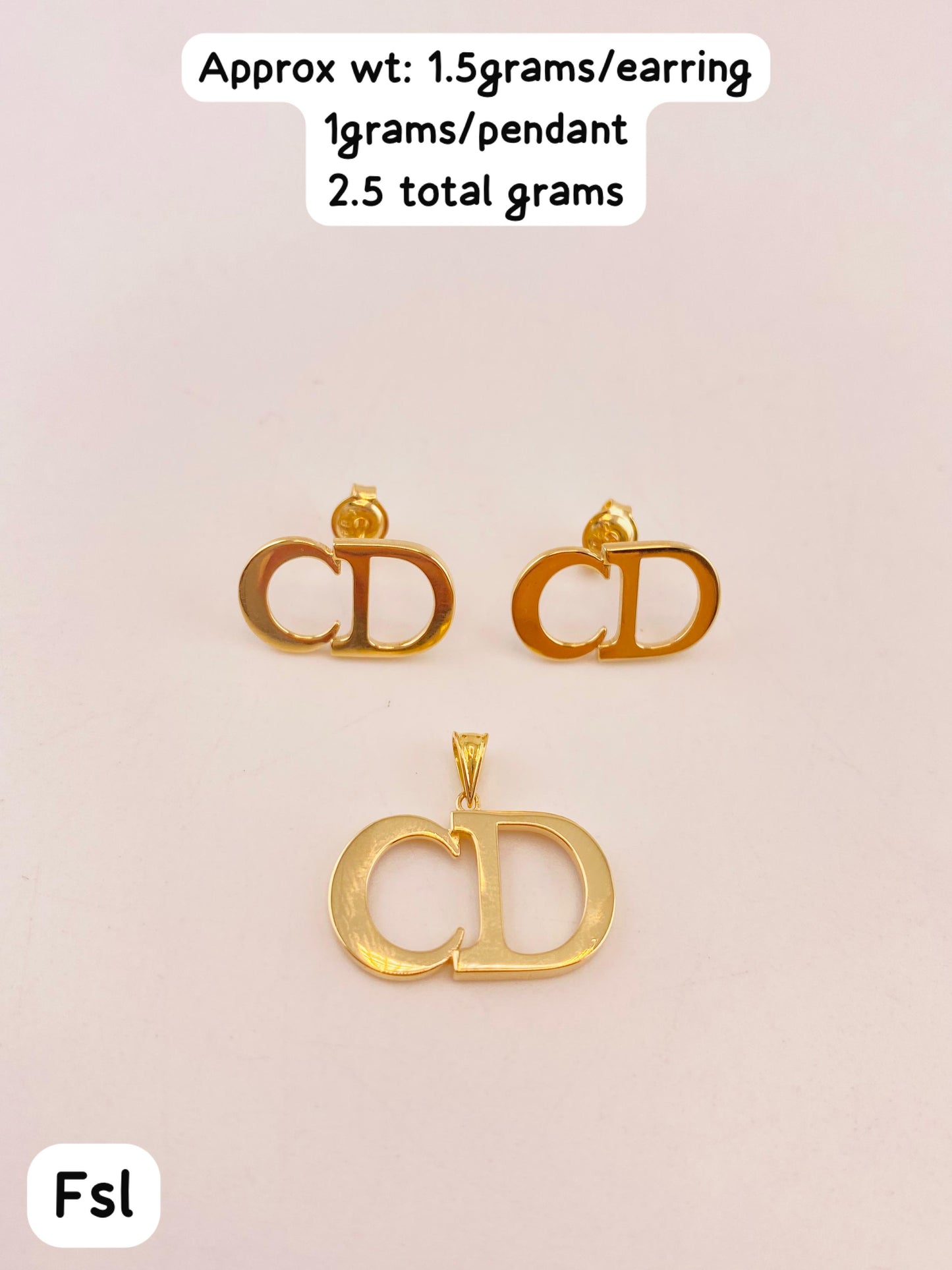 Deegah 18K Pure Gold Earrings & Pendant Jewellery Set