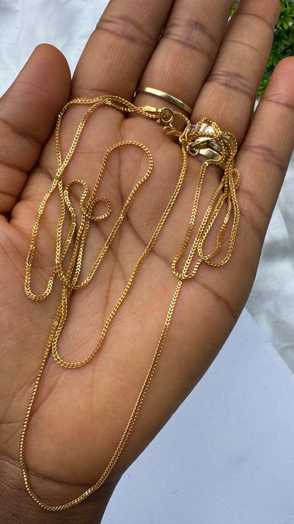 21 Karat Solid Gold Franco Chain Necklace | (18” - 3.6g) | (20” - 4.0g)