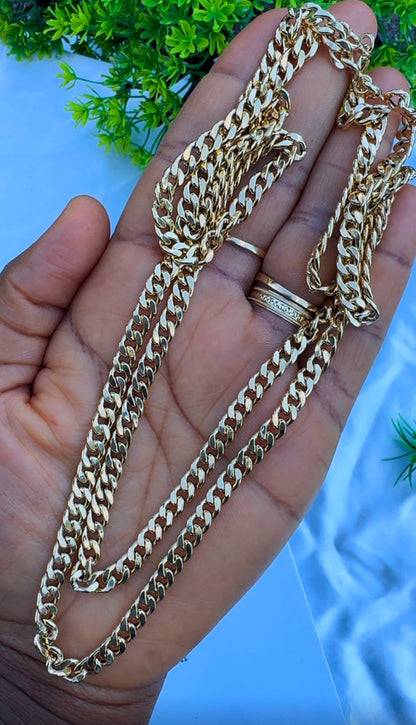 18K Solid Gold Cuban Chain Necklace Unisex | 20 & 22 Inches | 6.2 & 7.0g