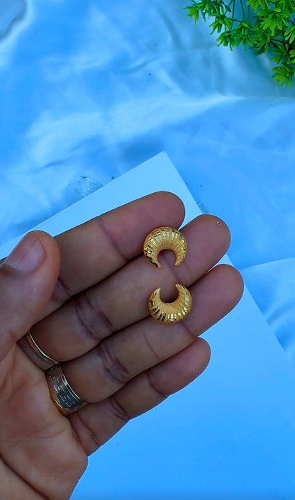 21K Solid Gold Star Half Moon & Dangle Stud Earrings | 1.4g - 2.8g