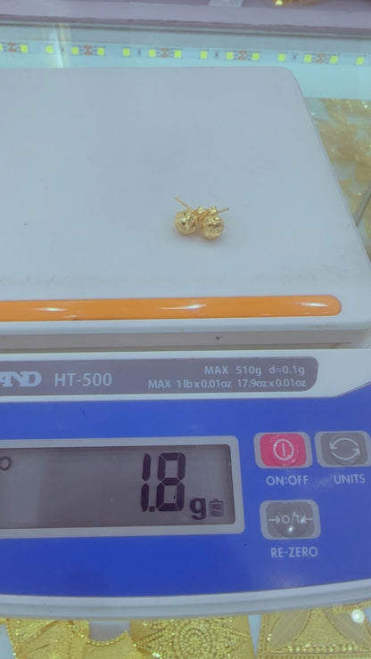 21 Karat Solid Gold Ball Stud Earrings | 1.8g & 2.0g | 3 Different Designs