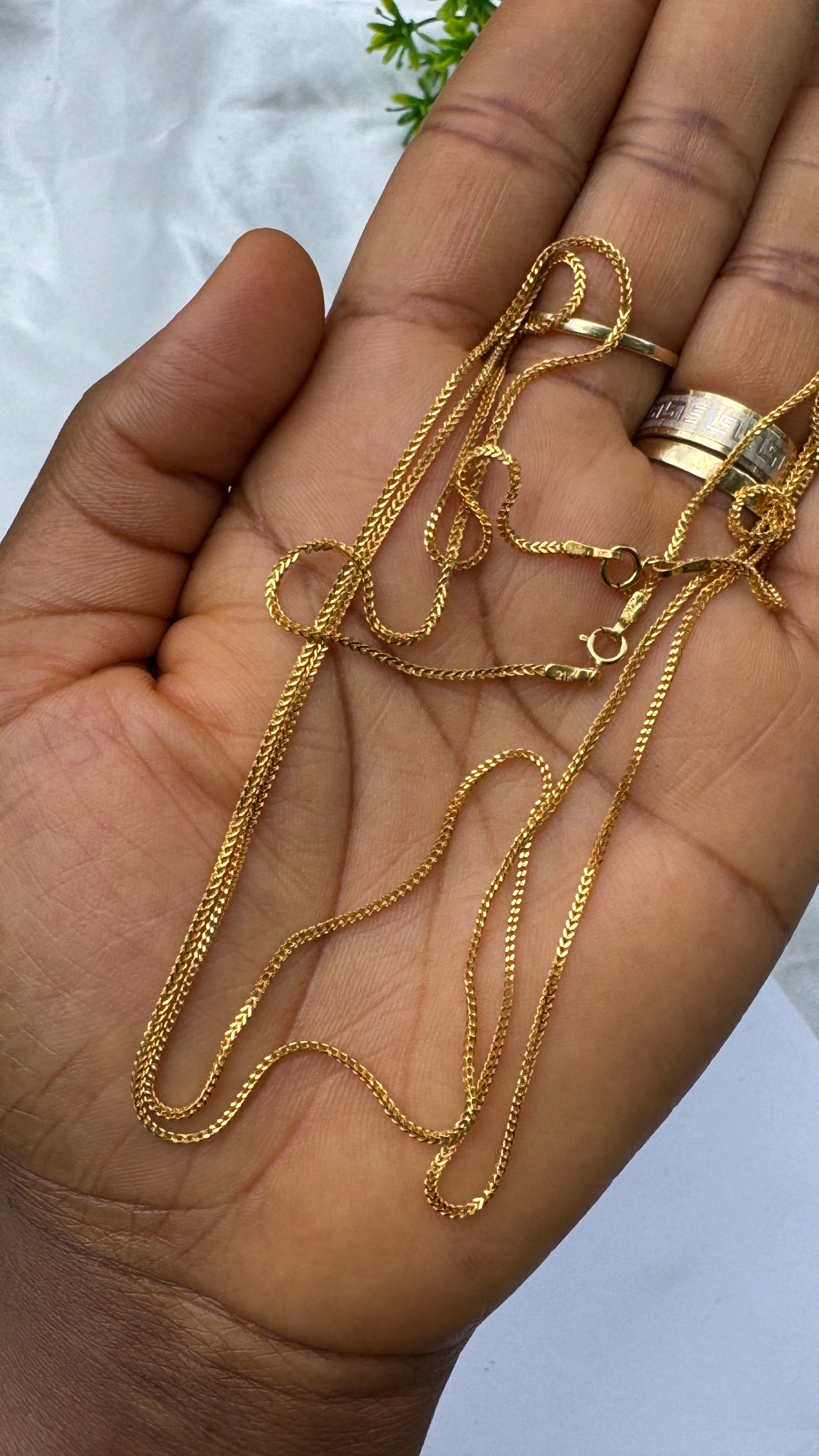 21 Karat Solid Gold Franco Chain Necklace | (18” - 3.6g) | (20” - 4.0g)