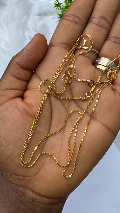 21 Karat Solid Gold Franco Chain Necklace | (18” - 3.6g) | (20” - 4.0g)