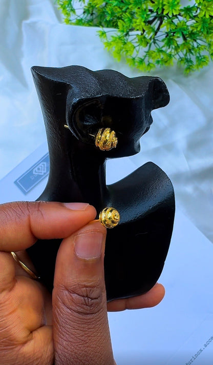 21 Karat Solid Gold Ball Stud Earrings | 1.8g & 2.0g | 3 Different Designs