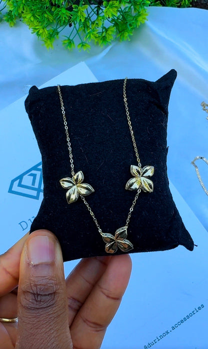 18ct Yellow Gold Floral Station Necklace (5.2g) | 17” + 1” (18 Inches)