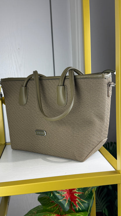 Olive Green Textured Fabric Tote Bag {Big} | LARYZ Everyday 012 | Big