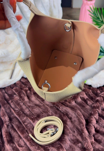 Biege Slouchy 3-in-1 Bucket Bag with Bunny Bag Charm | LARYZ Everyday - 043 | Medium