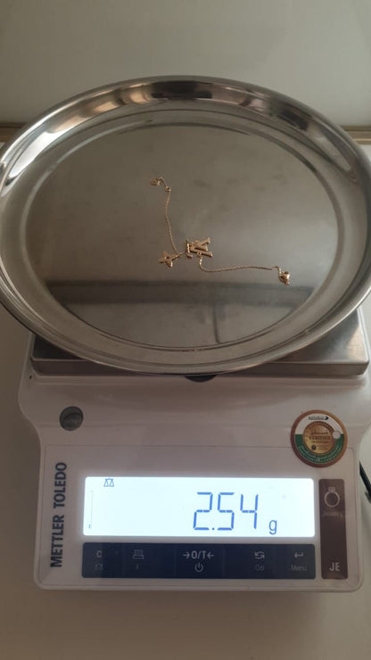 Diigaf 18K Pure Gold Inscribed Bracelets