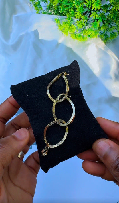 18K Solid Gold Ribbed Earrings & Pendant Jewellery Set | 2.3g