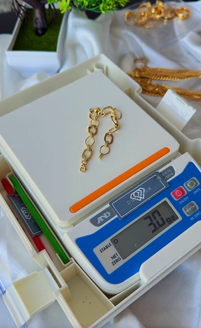 18 Karat Solid Gold Quad Chunky Bracelet 7.5 Inches (2.9g) | Medium