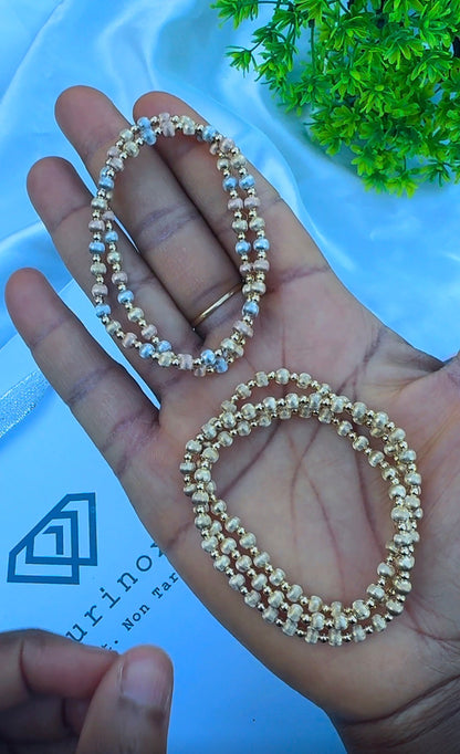 18K Solid Gold Ball Bracelets | Stretchable Bangles | 2.2g (Extra) | Small - Medium Wrist