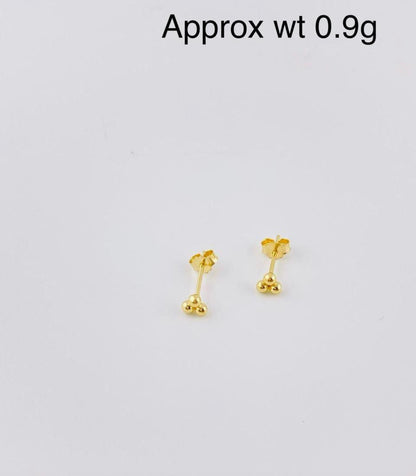 Degems 18ct Real Gold Pin Stud Earrings