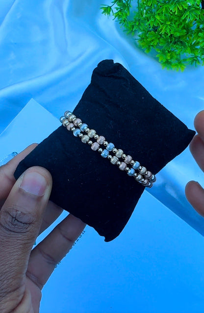 18K Solid Gold Ball Bracelets | Stretchable Bangles | 2.2g (Extra) | Small - Medium Wrist