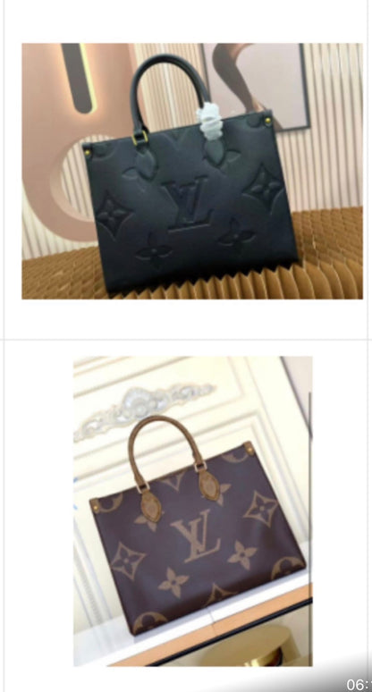 Monogram Big Structured Genuine Leather Tote Bag | LASi016