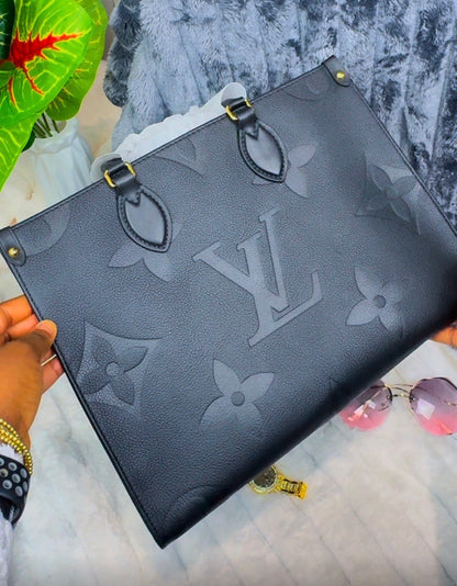 Monogram Big Structured Genuine Leather Tote Bag | LASi016