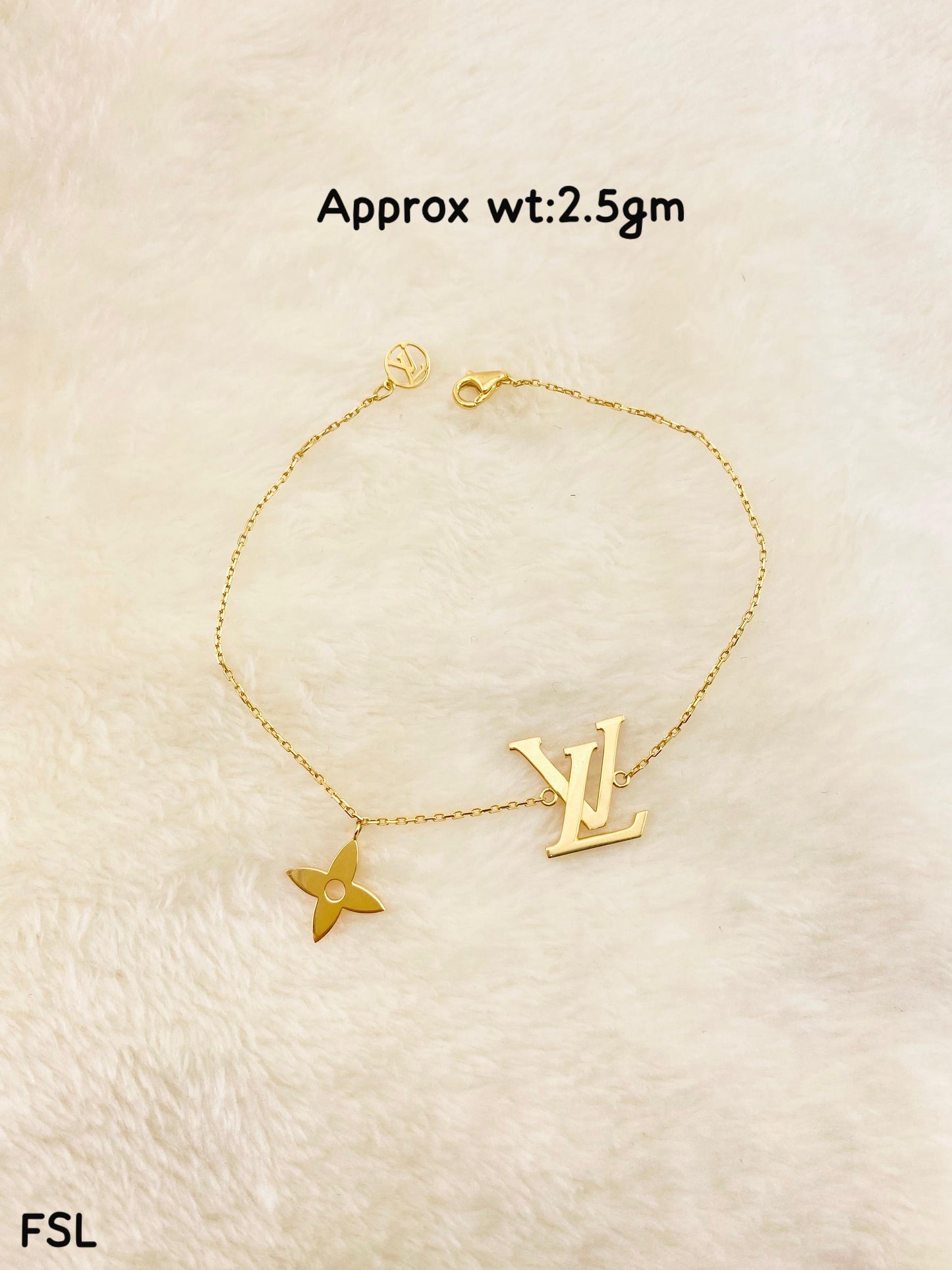 Diigaf 18K Pure Gold Inscribed Bracelets