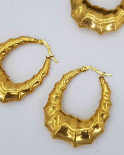 Dera Chunky Hoop Italian Gold Plated Earrings Non Tarnish Hypoallergenic