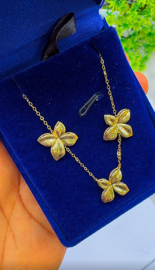 18ct Yellow Gold Floral Station Necklace (5.2g) | 17” + 1” (18 Inches)