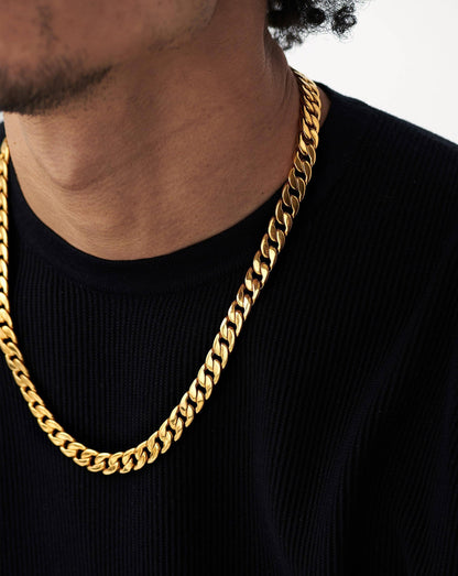 Order Dicub 18K Gold Plated Stainless Steel Cuban Chain Necklace Hip Hop Jewellery Curb Link Figaro Chain for Men & Women