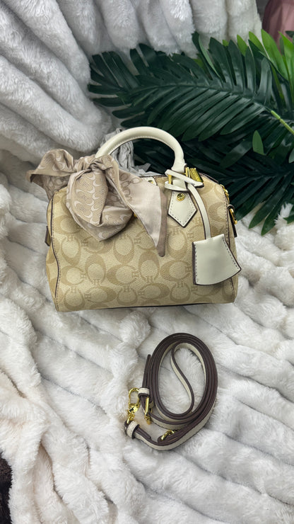 Monogram Leather Barrel Bag with Top Handles | LARYZ Everyday 051 | Small-Medium