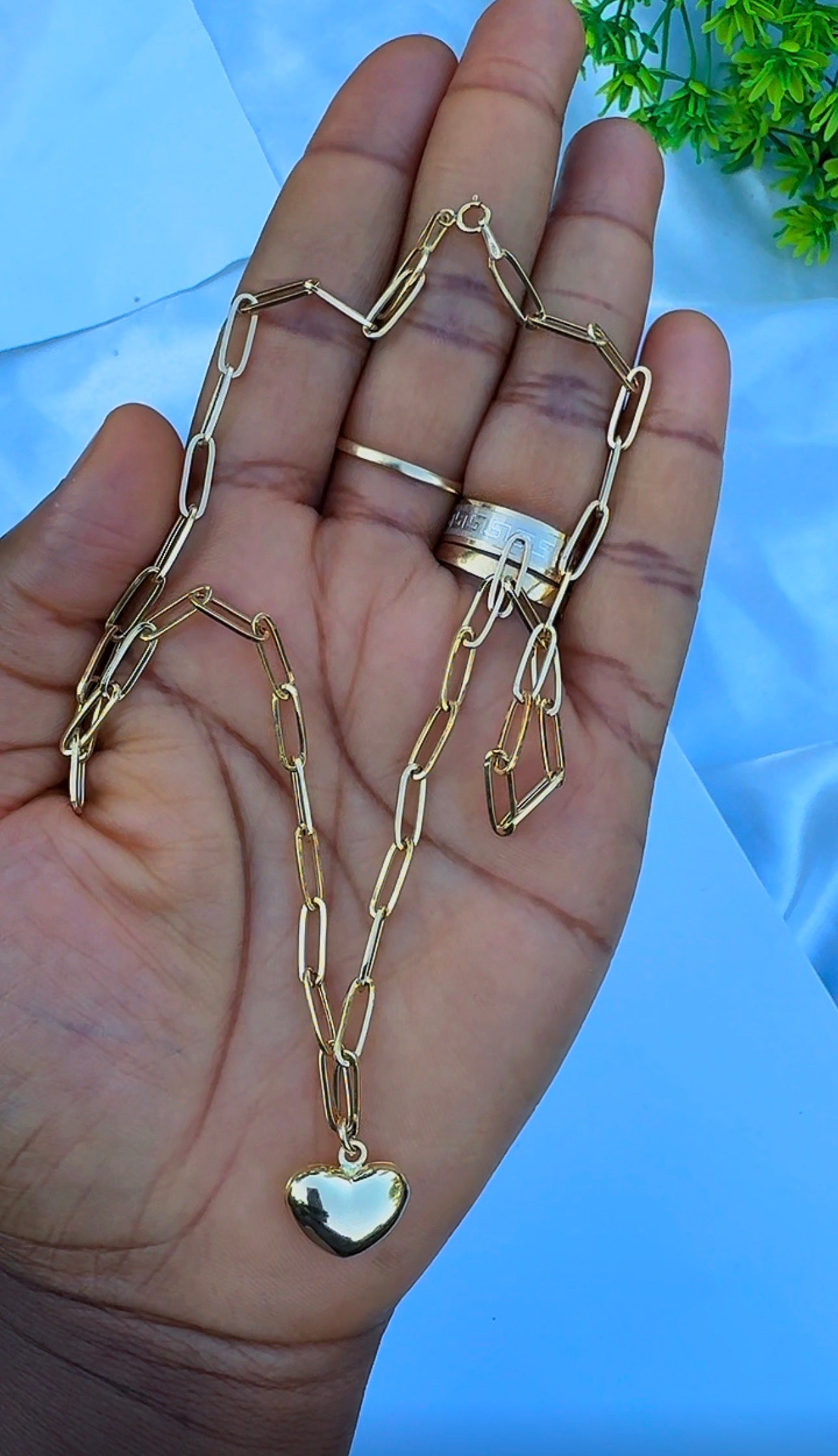 18ct Real Gold Paper Clip Heart Instant Chain Necklace- 3.7g | 18 Inches