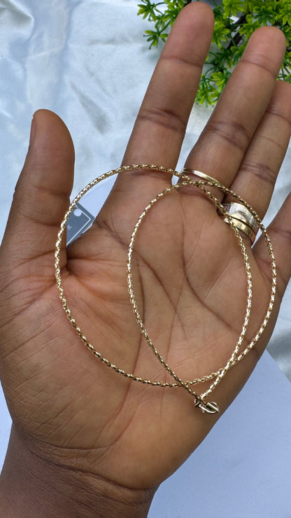 18K Solid Gold Structured Chord Chain Necklace | 2.3g | 18 Inches (Extra)