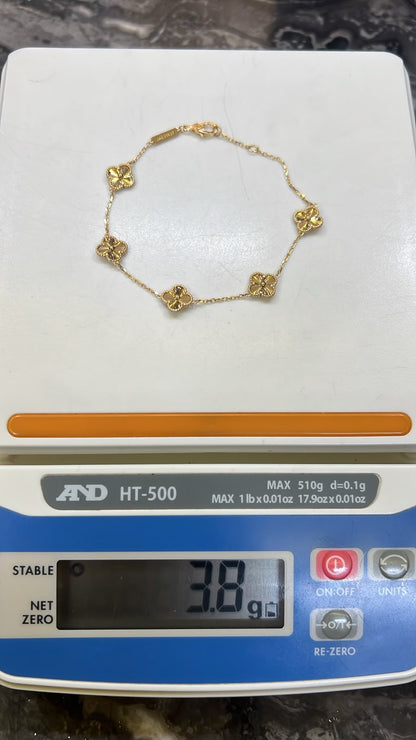 18K Solid Gold Clover Bracelet for Women – 3.8g - 8mm - 7.5 Inches