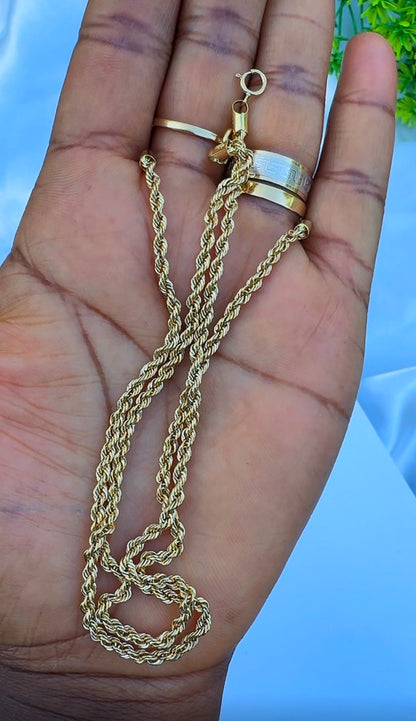 18K Solid Gold Rope Anklet – 2.2g | 10 Inches