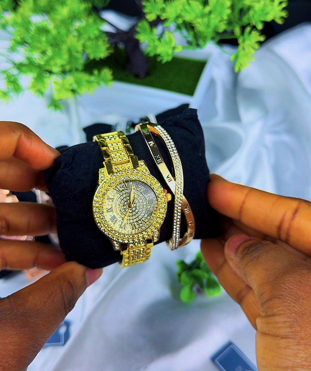 Diiddam Quality 2pc Fashion Wristwatch & Bracelet Set Quartz Watches For Women