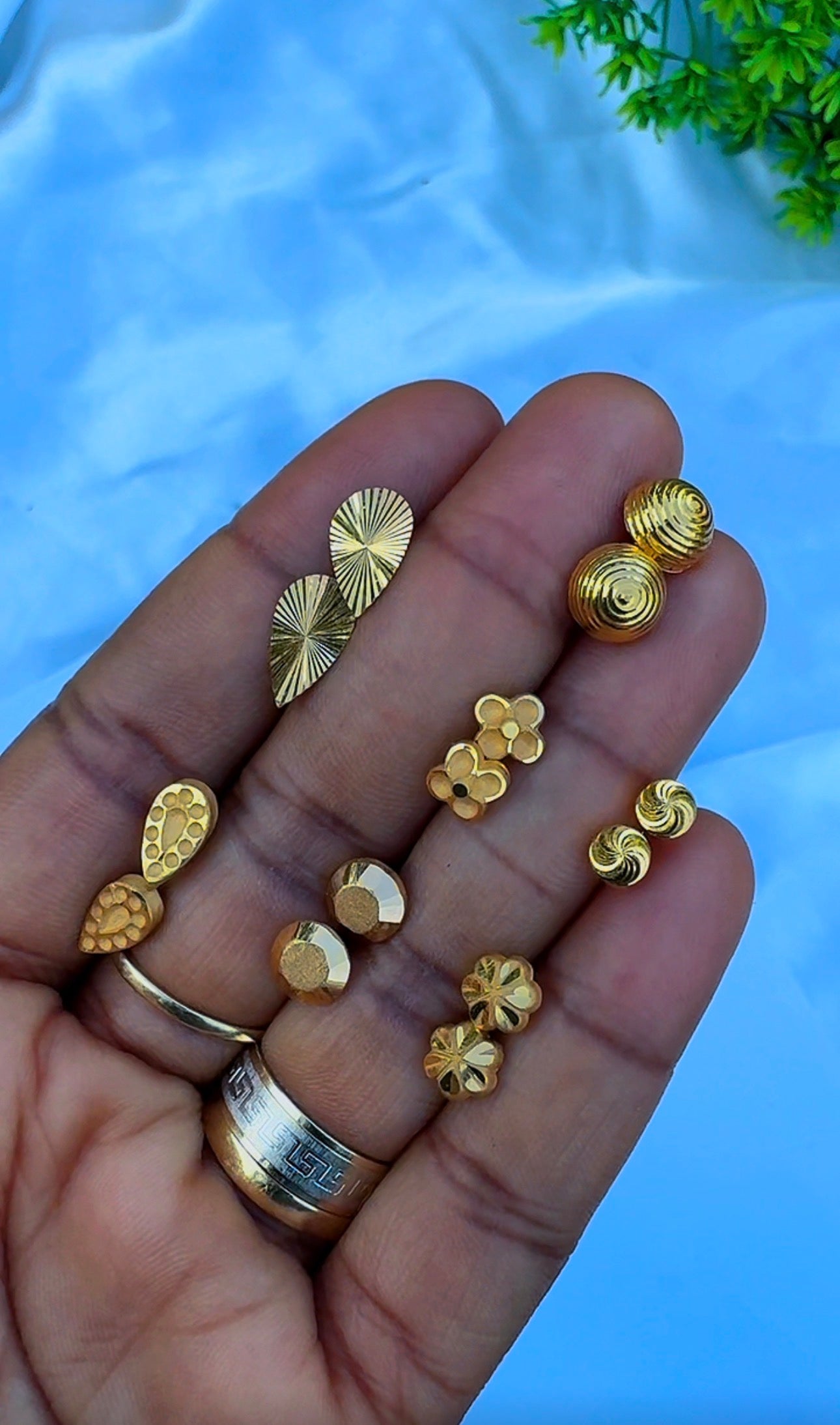 21K Solid Gold Stud Earrings Collection | High-Purity Gold⁠ | Lightweight 0.9g - 1.1g