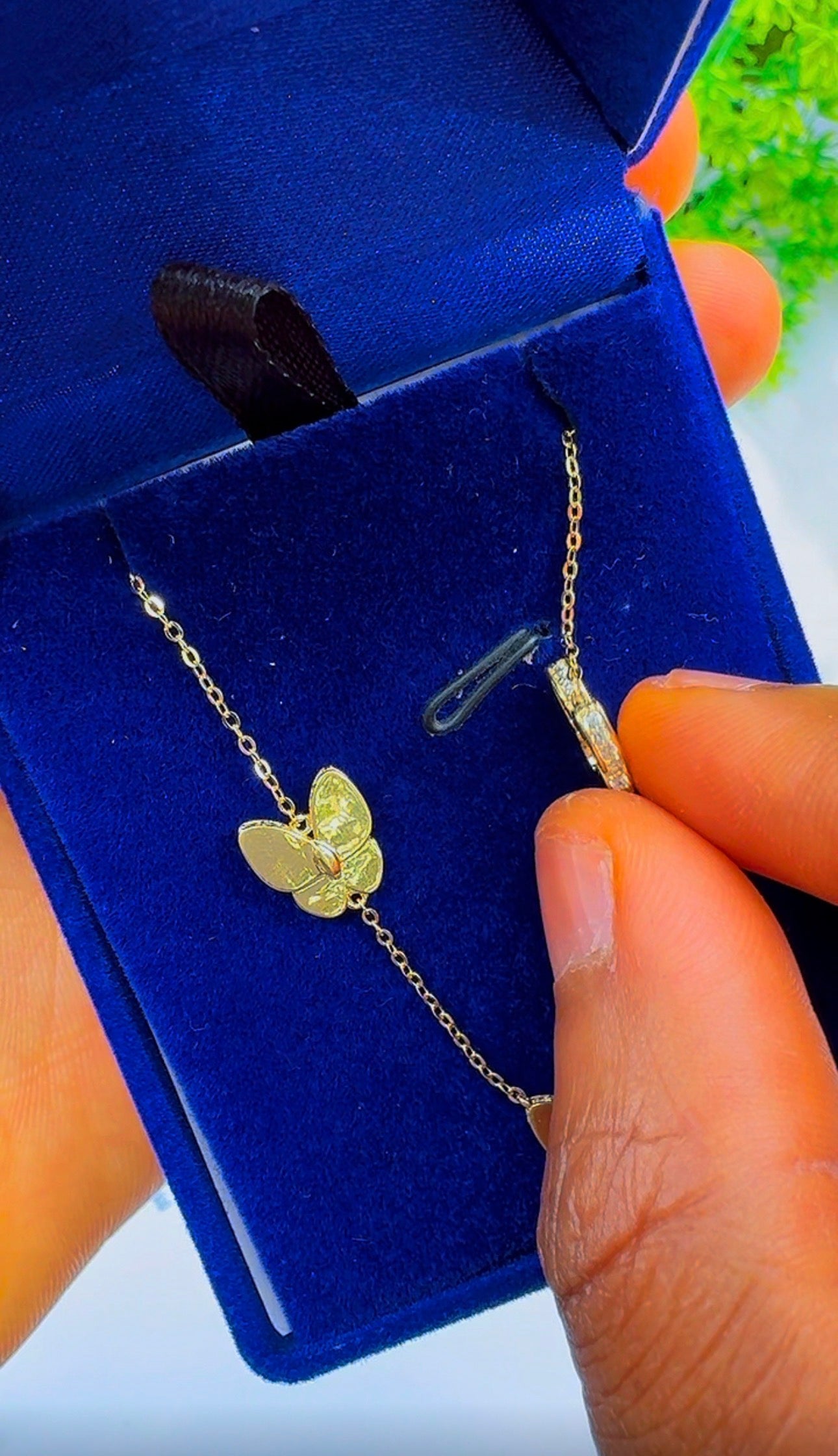 18ct Real Gold Triple Butterfly Necklace | 3.3g | 17” + 1” (18 Inches)