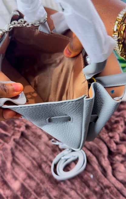 Women’s Light Grey Mini Kelly-Style Top-Handle Bag | LARYZ Everyday 045 | Small-Medium